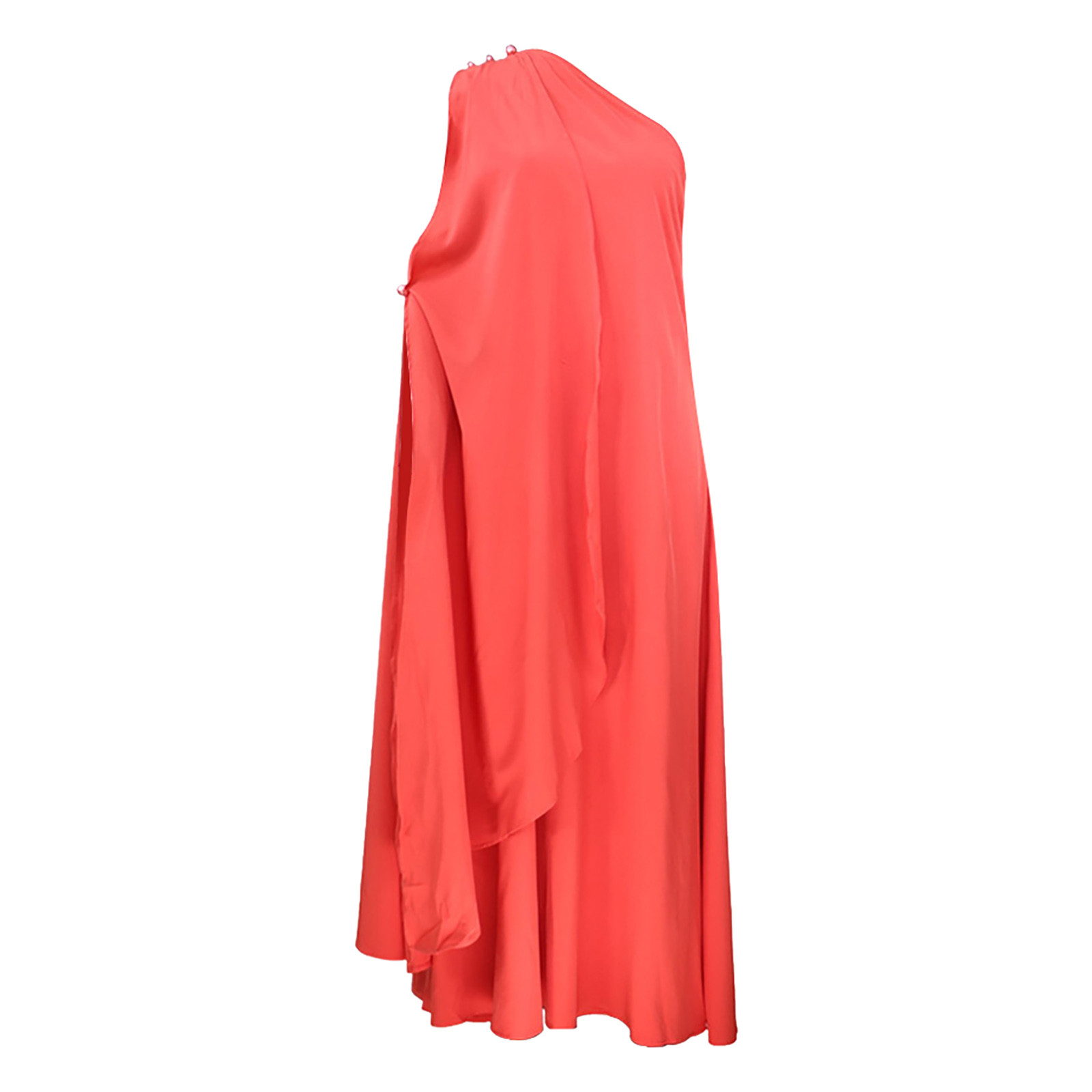 thumbnail image 5 of Vestido largo boho de un solo hombro para mujer - Color liso, fluido - Informal/playa/vacaciones - Mezcla de poliéster y spandex, 5 of 6